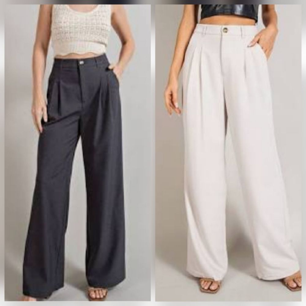 NWT ee:some Pleated Dress Pants with Straight Leg , Gray Or Light‎ Khaki